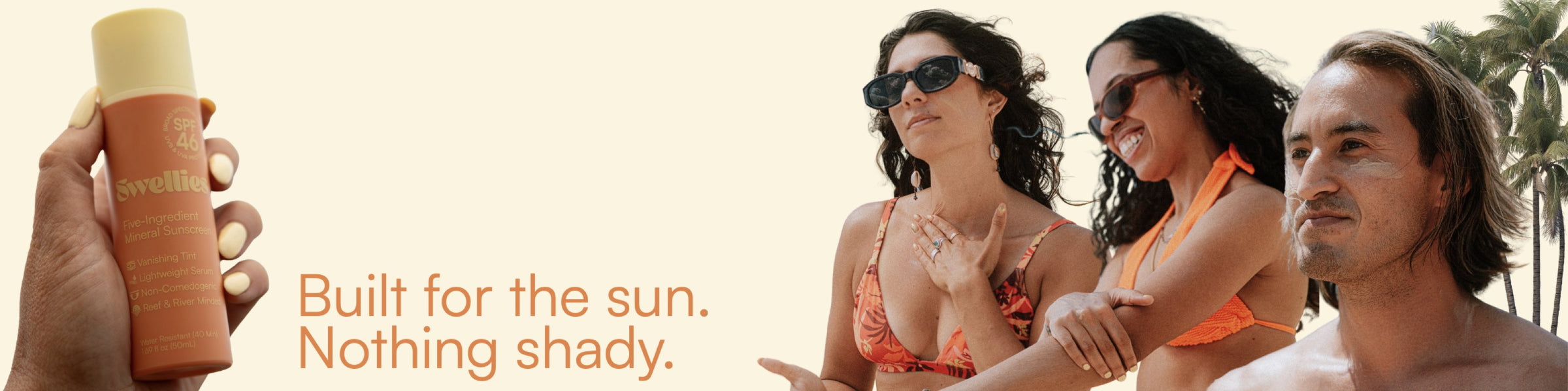 Five people applying Swellies mineral sunscreen in the sun